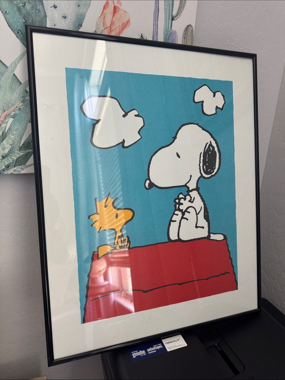 Snoopy & Woodstock Blue Wall Art Print - Classic Comic Home Art